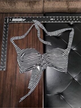 Apt. 9 Black & White Striped Halter Bikini Top